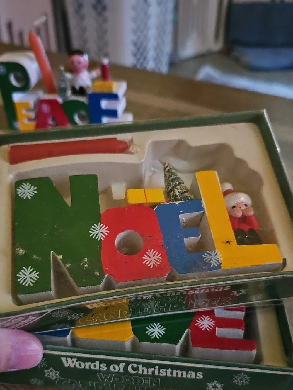 VTG 'Words of Christmas' Holiday Letter Candles PLUS Santa